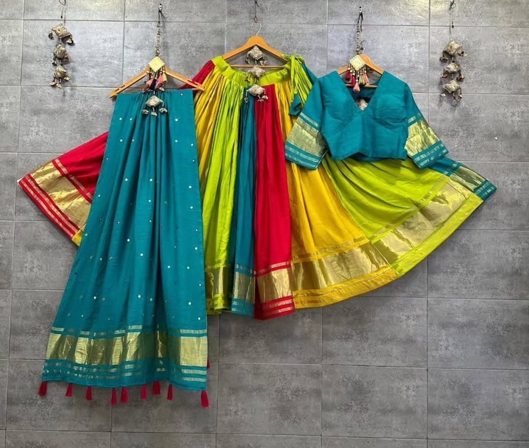 Teal & Mustard Festive Ghagra Set